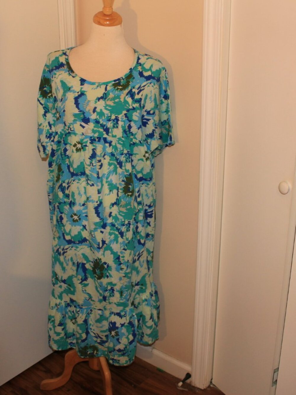 Cozee Corner 1X Cotton Blend House Dress Mumu Lounge Dress